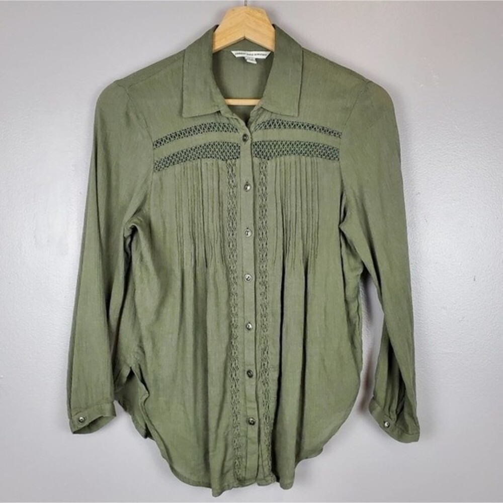 AEO Olive Green Boho Button Up Shirt XS